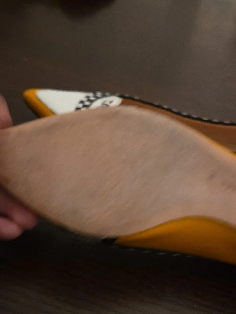kate spade Yellow & White 'TAXI' Pointed Toe Flats with Check Trim